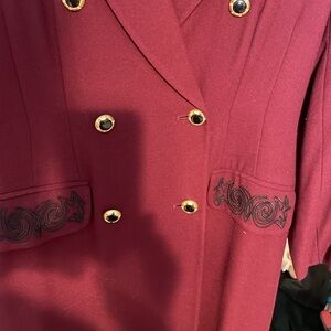 Double Breasted Coat Dress by Kasper for ASL with black braided embroidery.